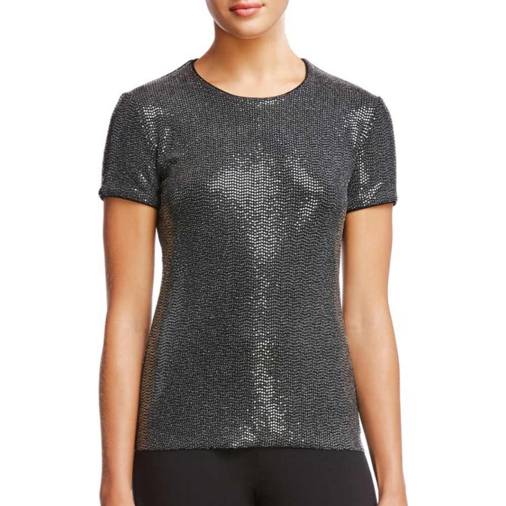 Bailey 44 Eddie Clear‎ Sequin Black Top Tee Size S Small